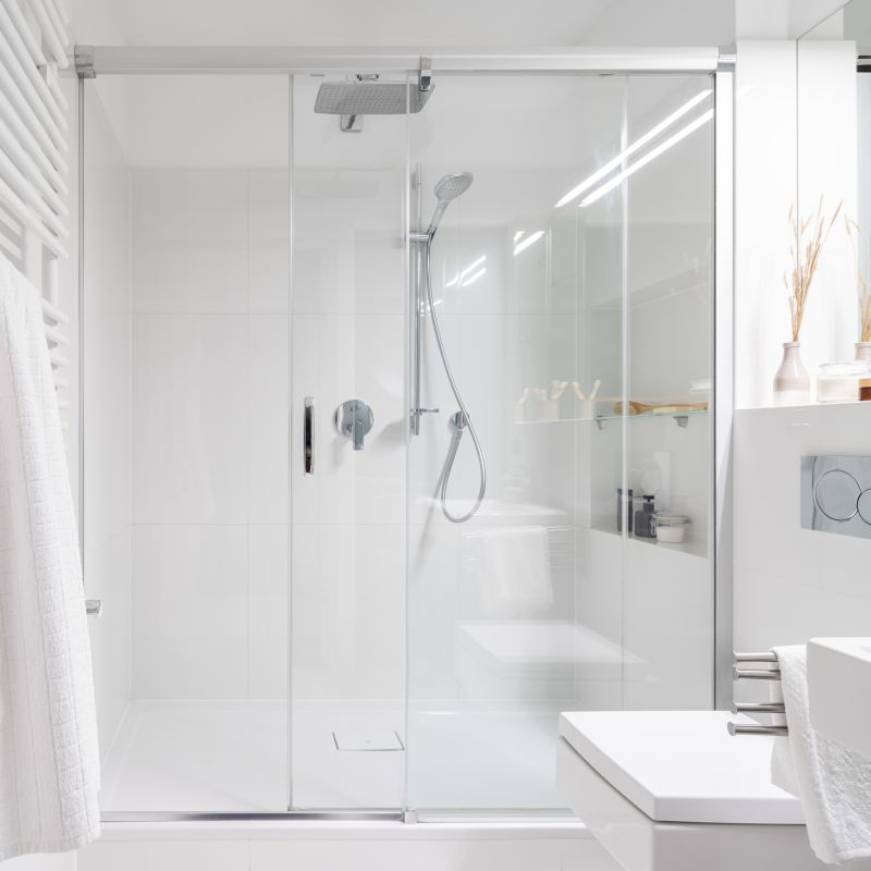 Contemporary Shower with Clear Glass